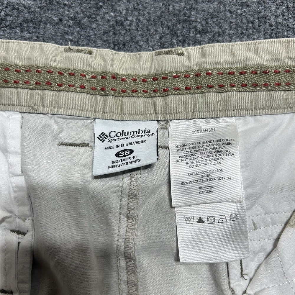 Columbia Men's 38 Cotton Cargo Shorts Beige Flat Front Pockets Button Outdoor - Picture 8 of 14